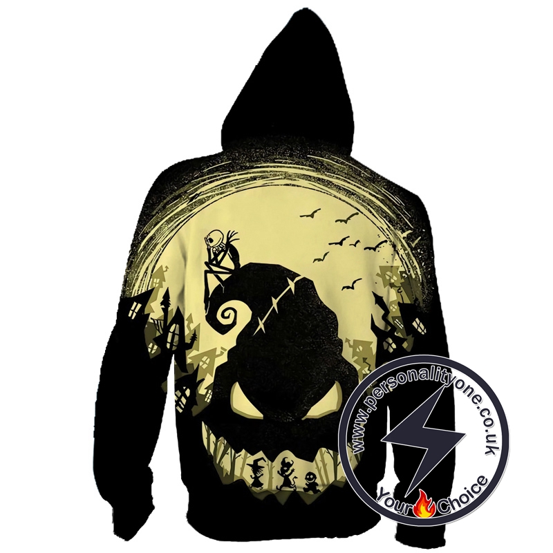 Halloween Town Jack Skellington And Oogie Boogie Zip Up Hoodie