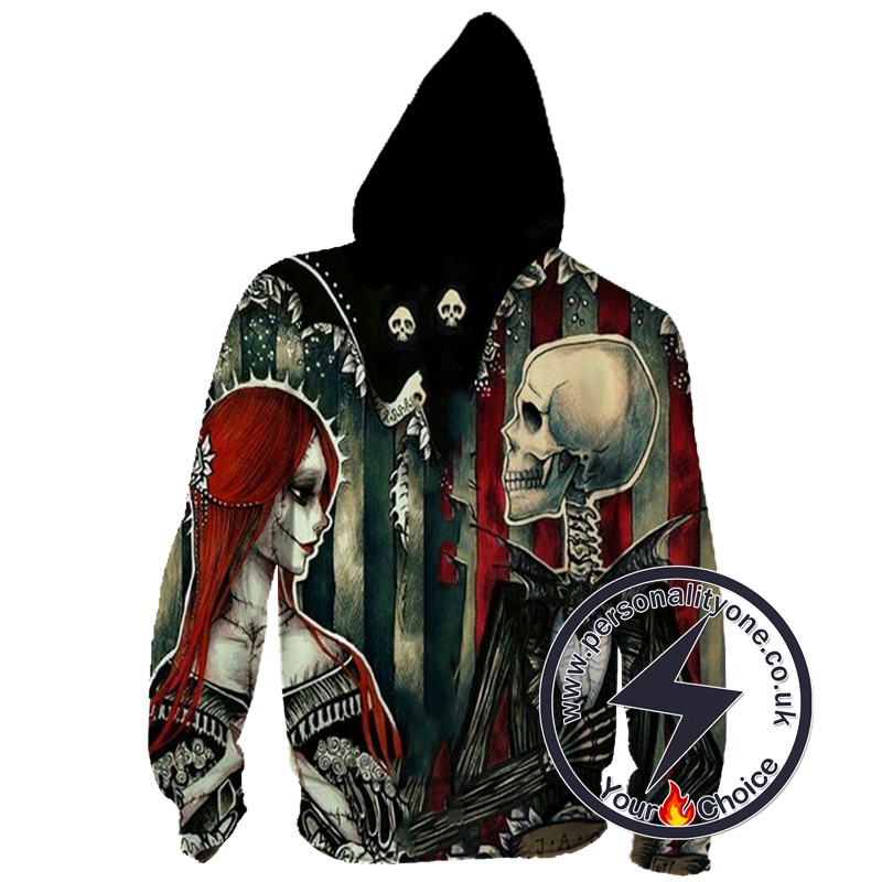 Jack Skellington And Sally Wedding The Nightmare Before Christmas Zip Up Hoodie
