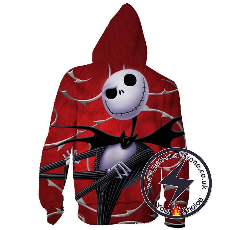 The Nightmare Before Christmas Jack Skellington Red Zip Up Hoodie