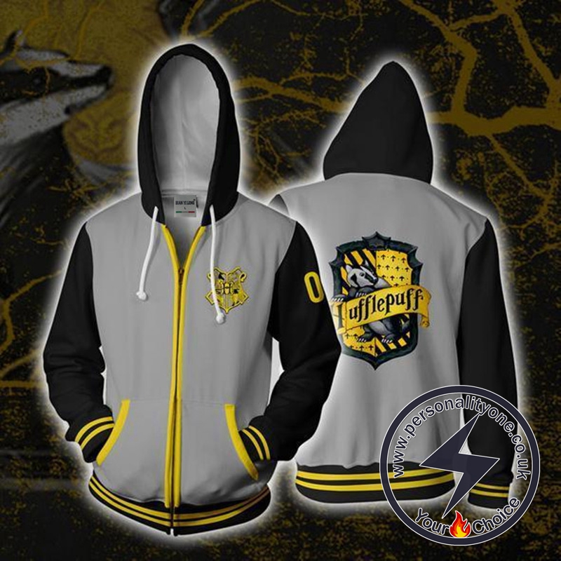 Harry Potter Hufflepuff LOGO Cosplay Zip Up Hoodie Jacket