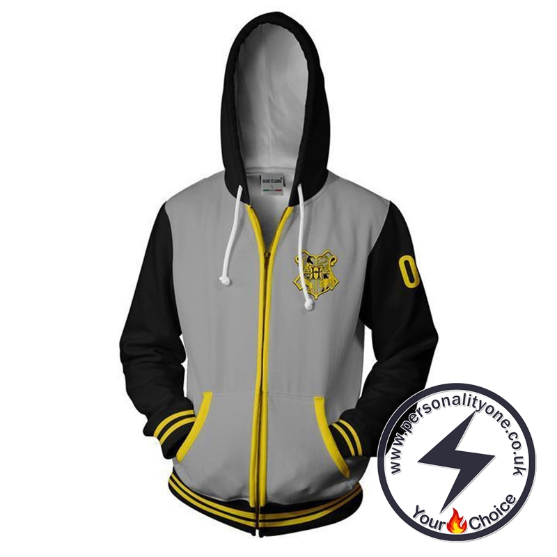 Harry Potter Hufflepuff LOGO Cosplay Zip Up Hoodie Jacket