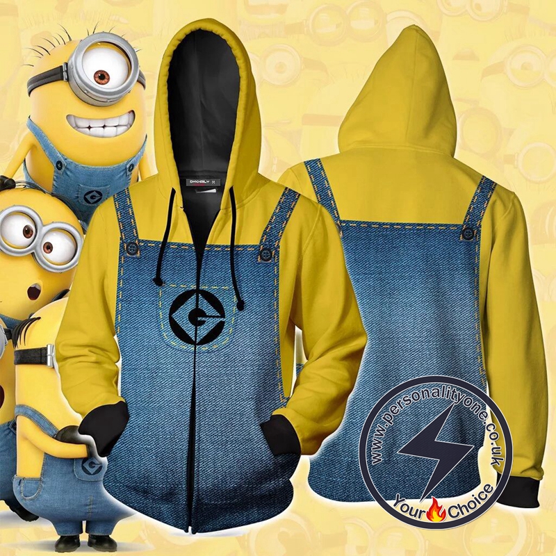 Minions Cosplay Zip Up Hoodie Jacket