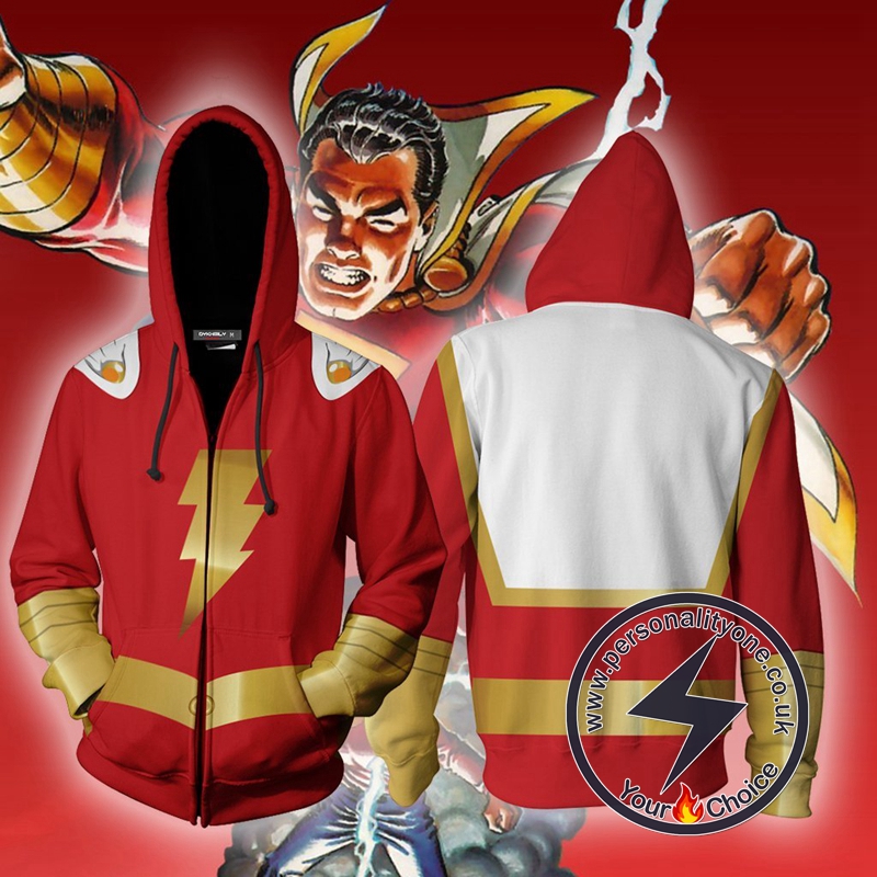 Shazam Cosplay Zip Up Hoodie Jacket