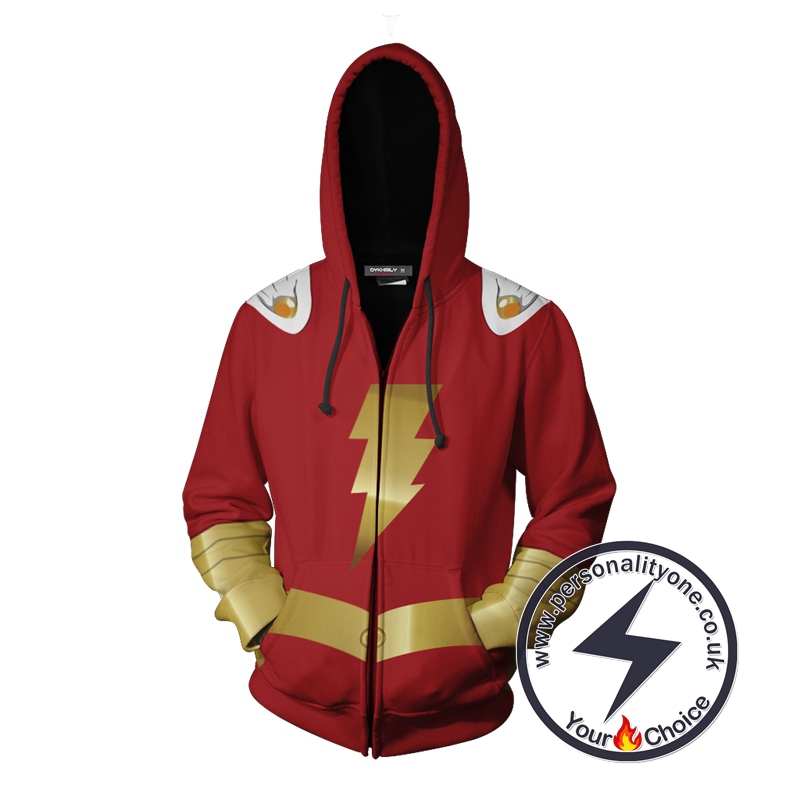 Shazam Cosplay Zip Up Hoodie Jacket
