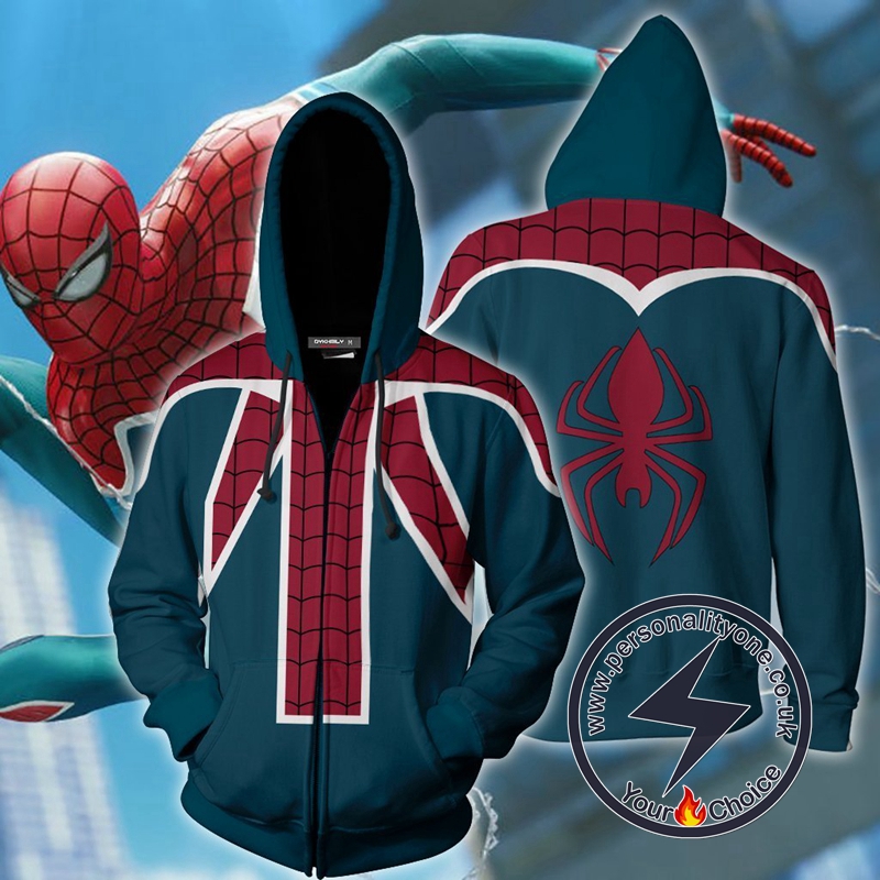 Spider-UK Cosplay PS4 New Look Zip Up Hoodie Jacket