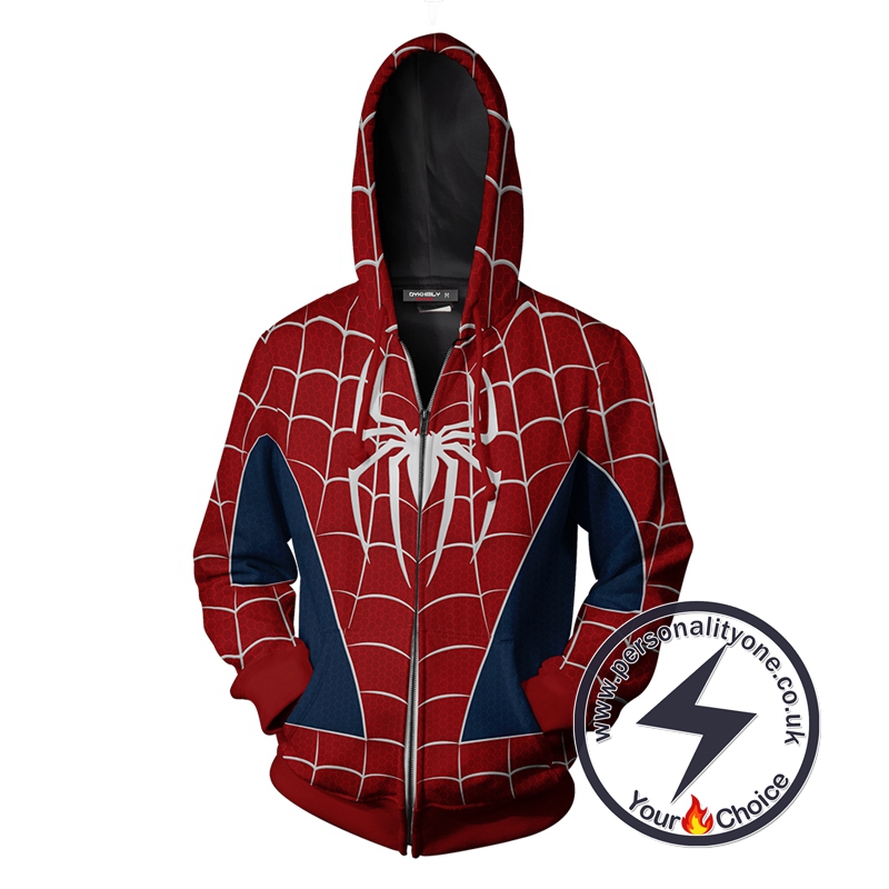 Spider-man PS4 Suit (Tobey Maguire - Sam Raimi 2002 Movie) Cosplay Zip Up Hoodie Jacket