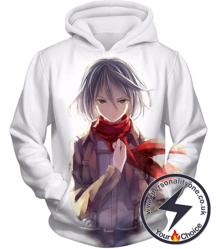 Attack on Titan Awesome Mikasa Ackerman White Hoodie