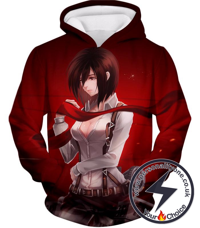 Attack on Titan Beautiful Mikasa Ackerman Red Hoodie