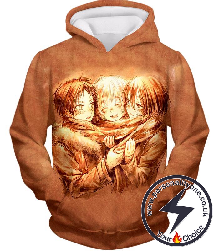 Attack on Titan Three Best Childhood Friends Eren X Mikasa X Armin Cool Anime Promo Hoodie