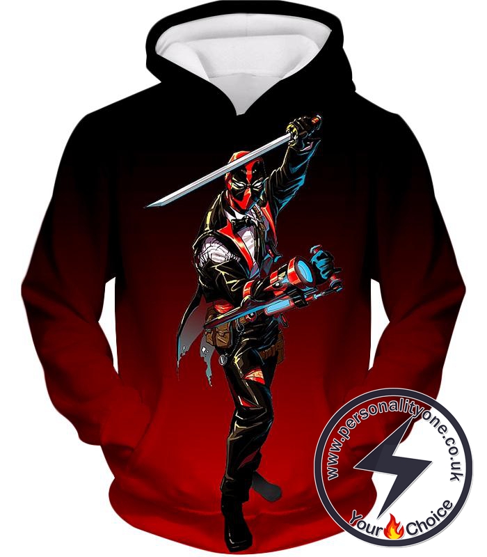 Awesome Deadpool Suit-Up Action Black Hoodie