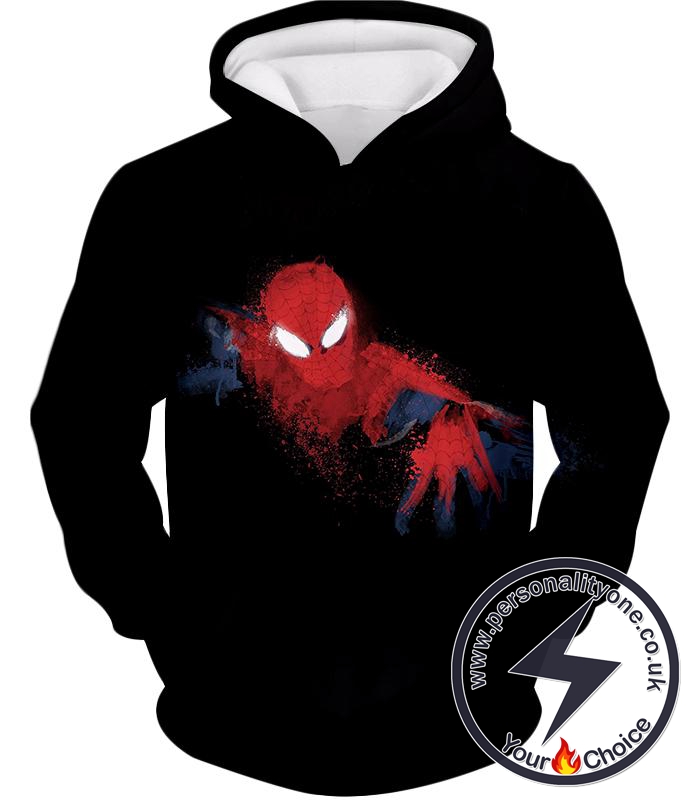 Awesome Hero Spiderman Faded Print Black Hoodie