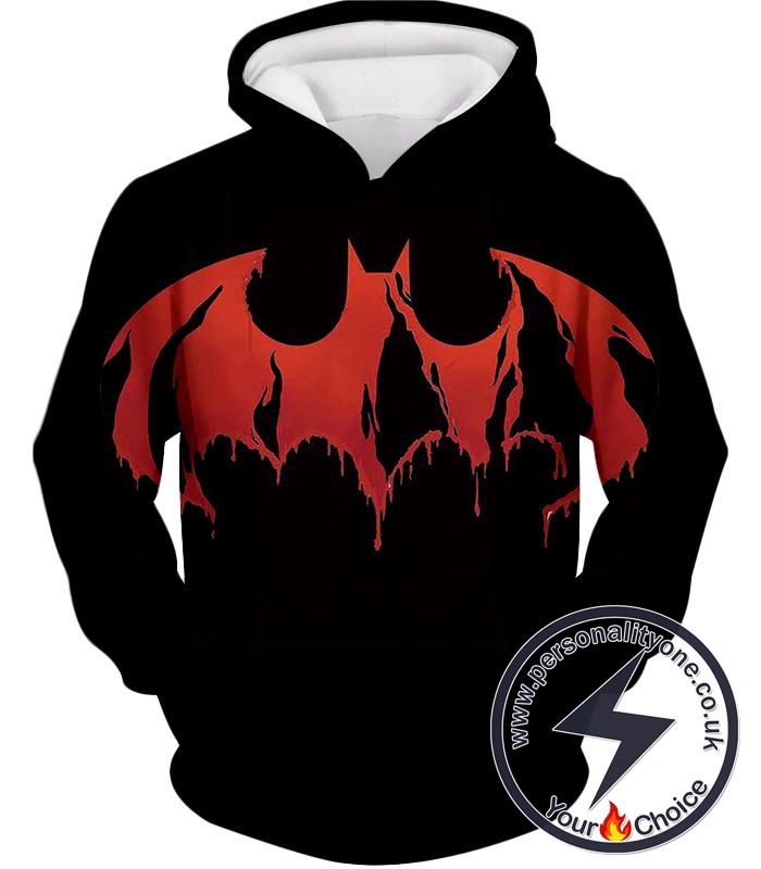 Best Comic Book Hero Batman Blood Red Logo Promo Black Hoodie