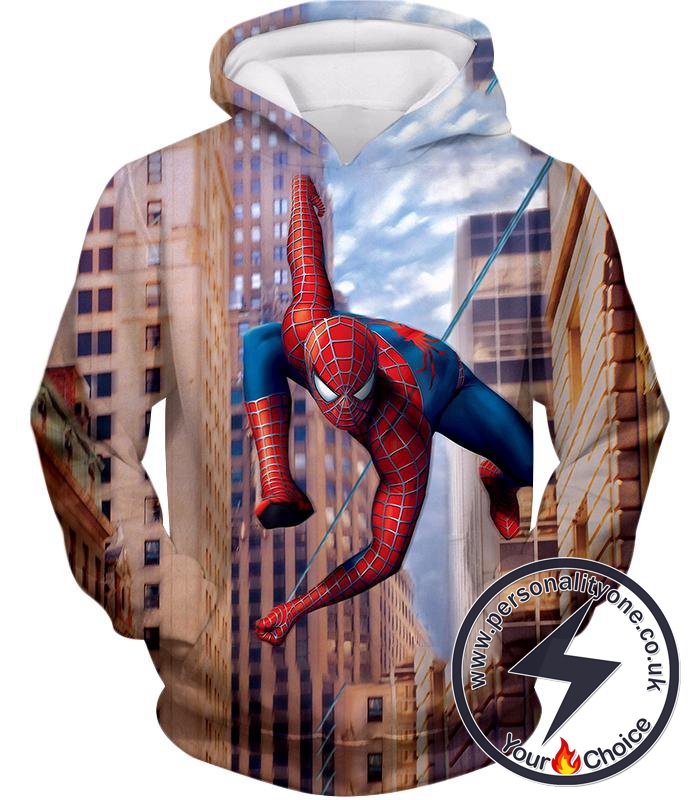 Best New York Hero Spiderman HD Action Print Hoodie
