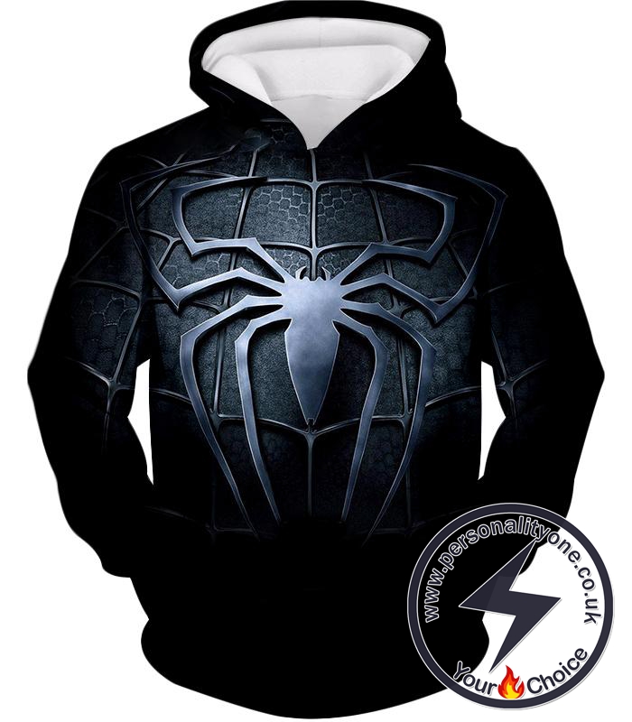 Black Spider-Man Printed Logo Hoodie