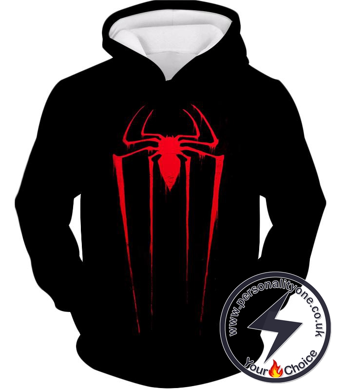 Blood Red Spiderman Logo Black Hoodie
