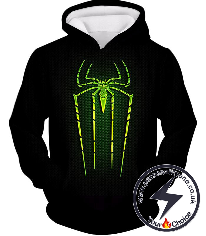 Cool Green Spiderman Logo Promo Black Hoodie