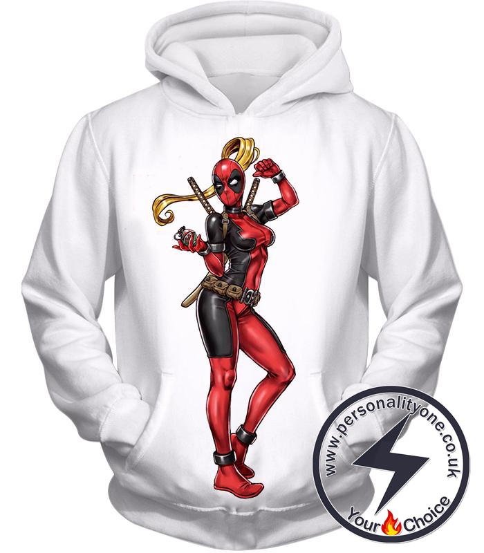 Deadpool Alternatives Female Variation White Hoodie