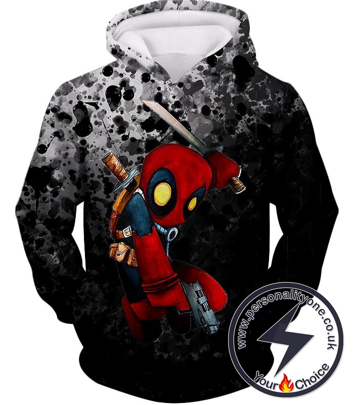 Deadpool Funny Figure Promo Black Hoodie