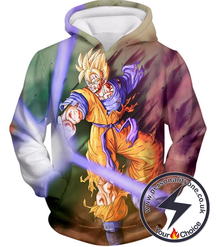 Dragon Ball Super Awesome Super Saiyan Goku One Handed Battle Action Hoodie