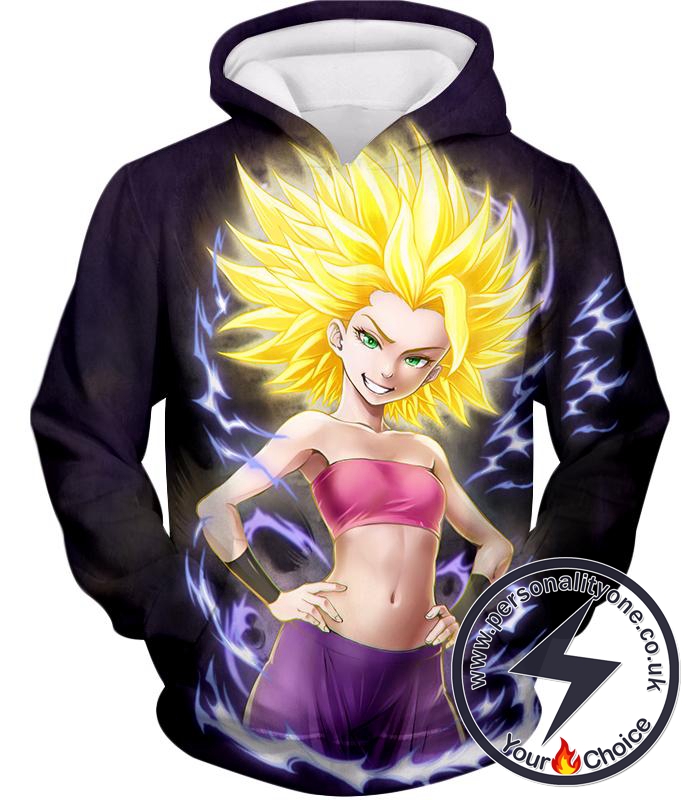 Dragon Ball Super Caulifla Cool Female Super Saiyan Universe 6 Anime Promo Black Hoodie