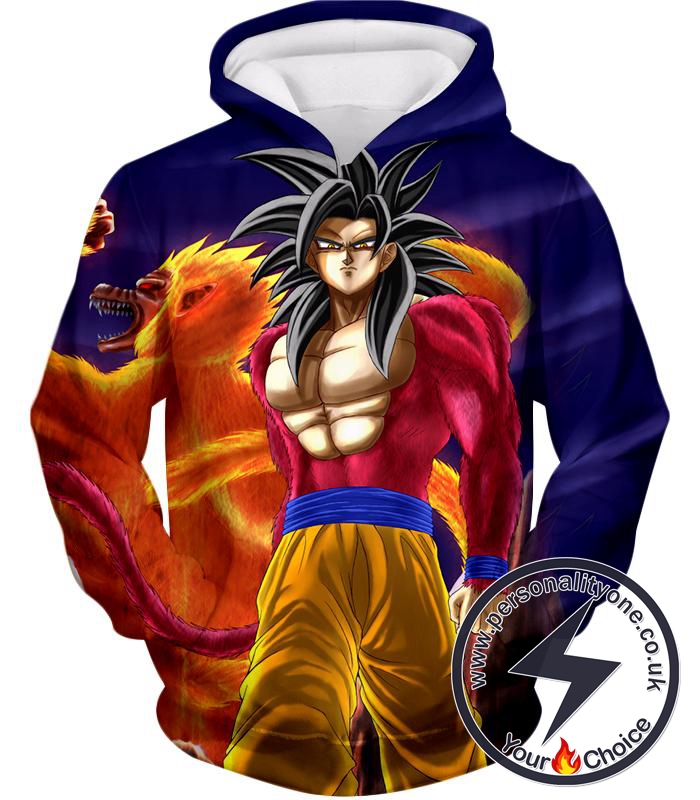 Dragon Ball Super Controlled Beast Form Goku Super Saiyan 4 Awesome Promo Blue Hoodie