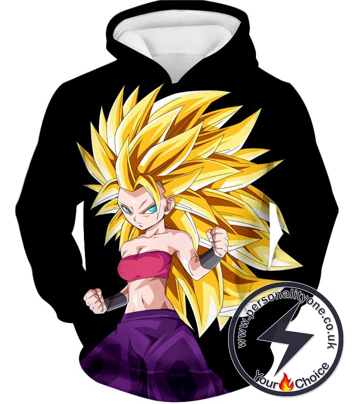 Dragon Ball Super Cool Female Saiyan Caulifla Super Saiyan 3 Awesome Promo Black Hoodie