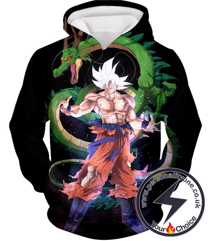 Dragon Ball Super Cool Hero Goku Super Saiyan White X Dragon Shenron Awesome Black Hoodie
