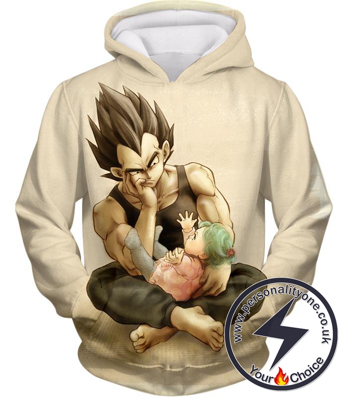 Dragon Ball Super Cute Anime Art Vegeta and Bulla Awesome Promo White Hoodie
