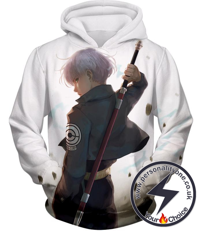 Dragon Ball Super Extremely Cool Future Trunks Awesome Graphic White Hoodie