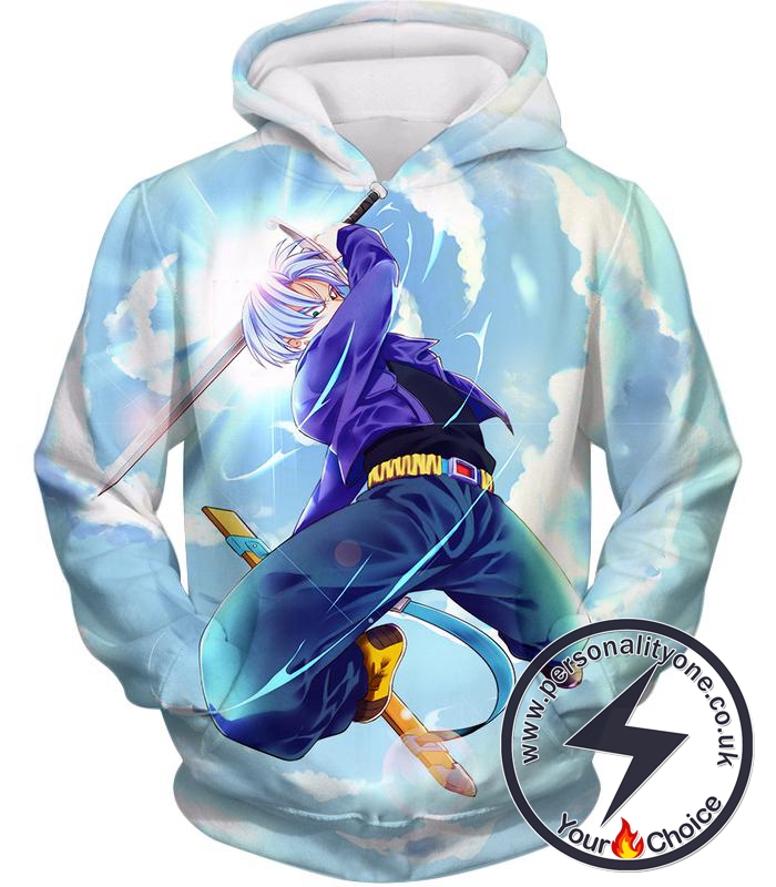 Dragon Ball Super Extremely Powerful Hero Future Trunks Awesome Action White Hoodie