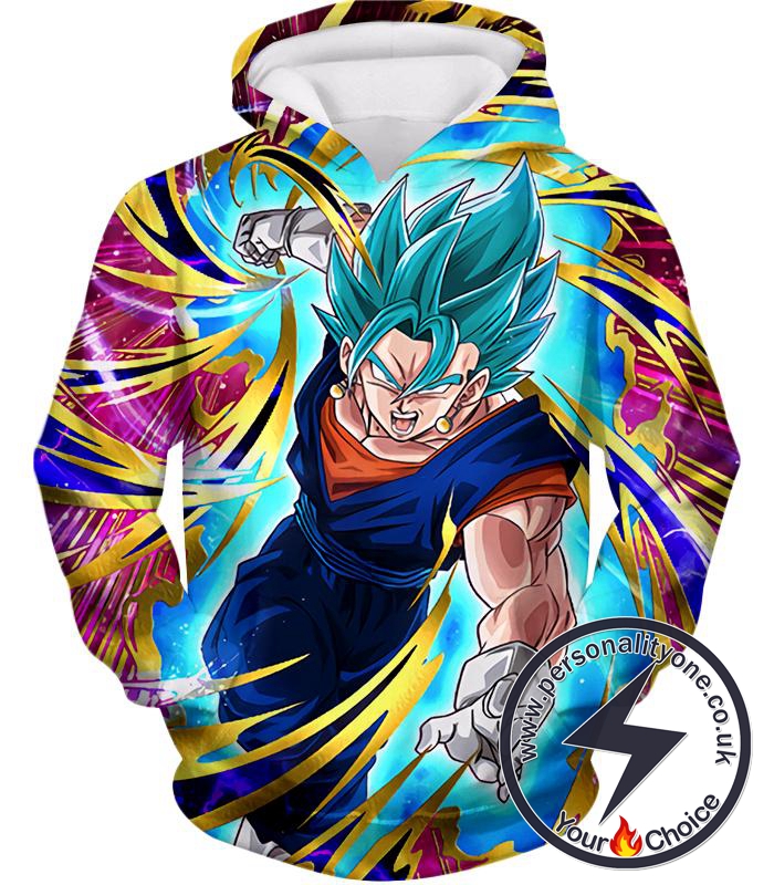 Dragon Ball Super Godly Form Vegito Super Saiyan Blue Ultimate Action Graphic Hoodie