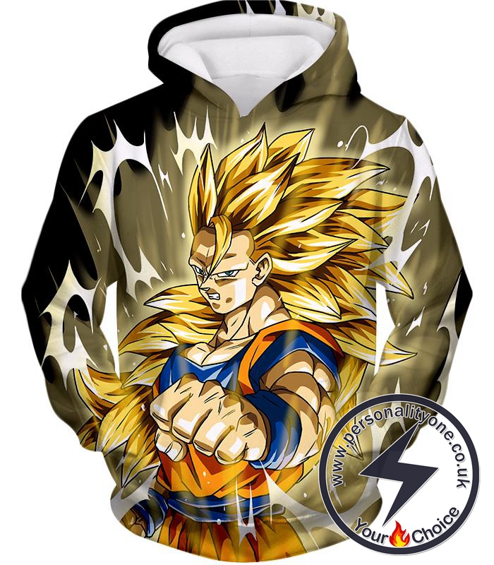 Dragon Ball Super Incredible Fighter Goku Super Saiyan 3 Graphic Action Black Hoodie