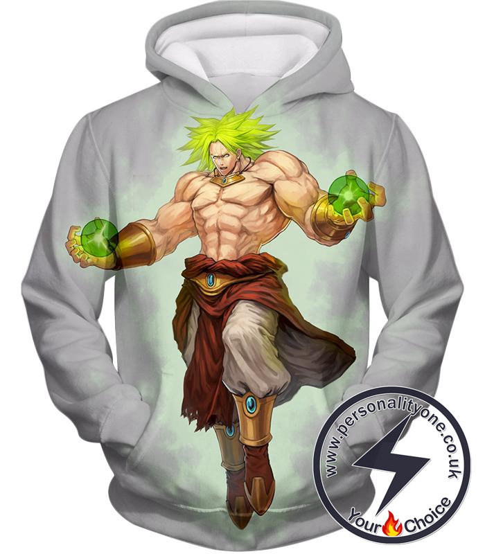 Dragon Ball Super Legendary Super Saiyan Broly Cool Action Promo White Hoodie
