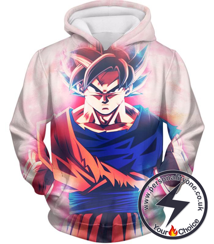 Dragon Ball Super Powerful Goku Rising Super Saiyan God Form Cool White Hoodie