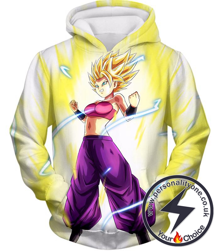 Dragon Ball Super Super Saiyan 2 Caulifla Awesome Anime Action White Hoodie