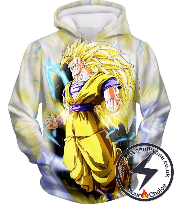 Dragon Ball Super Ultimate Goku Super Saiyan 3 Awesome Anime White Hoodie