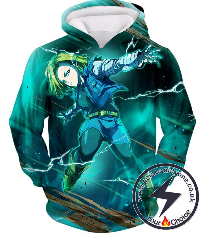 Dragon Ball Super Very Cool Action Hero Android 18 Awesome Graphic Promo Hoodie