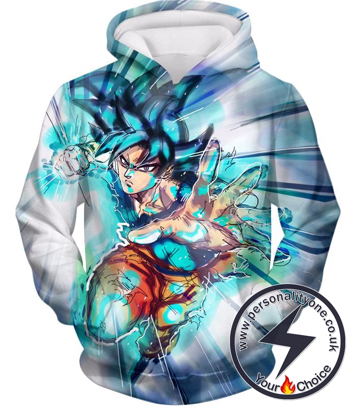 Dragon Ball Super Very Cool Goku Super Saiyan Blue Ultra Instinct Action White Hoodie