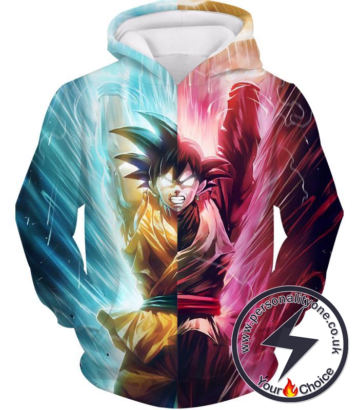 Dragon Ball Z Hoodie - Half Black Goku Half Goku Spirit Bomb