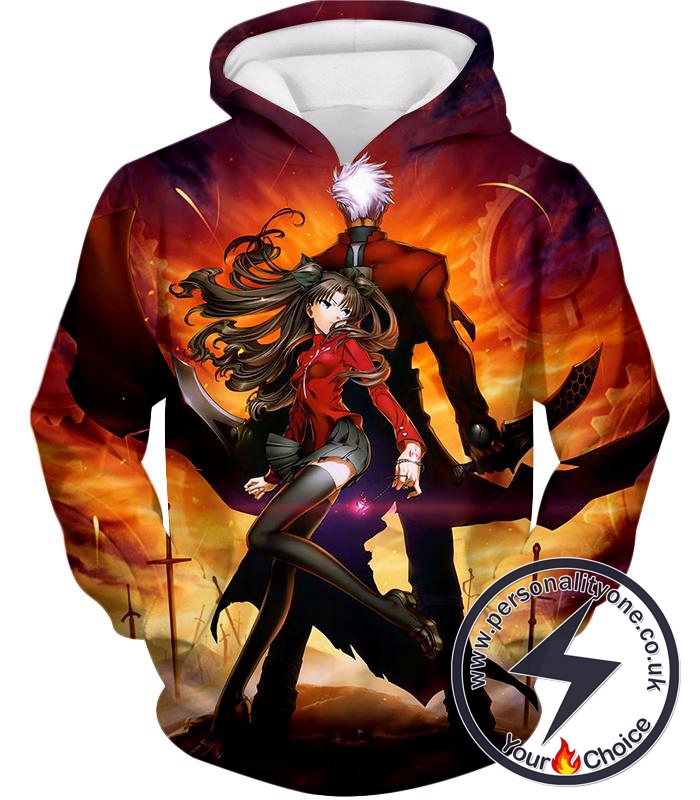 Fate Stay Night Awesome Rin and Archer Shirou Cool Action Hoodie