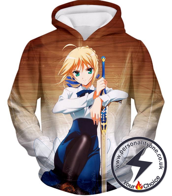 Fate Stay Night Cute Saber Altria Pendragon Action Pose Hoodie