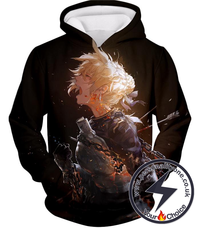 Fate Stay Night Pain and Grief Arturia Pendragon Black Action Hoodie