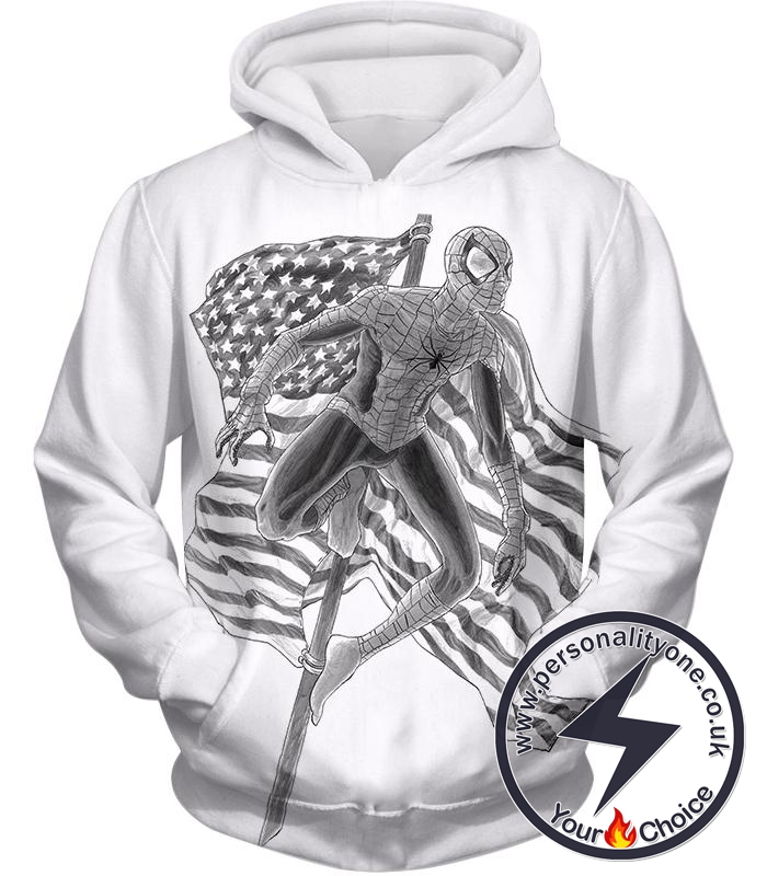 Favourite American Hero Spiderman Sketch White Hoodie