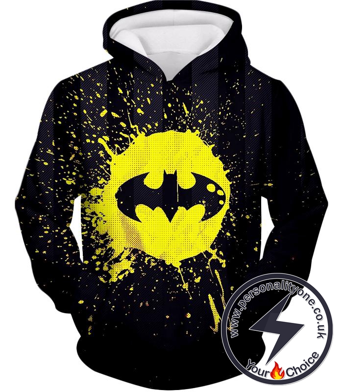 Favourite Superhero Batman Logo Splash Printed Black Hoodie