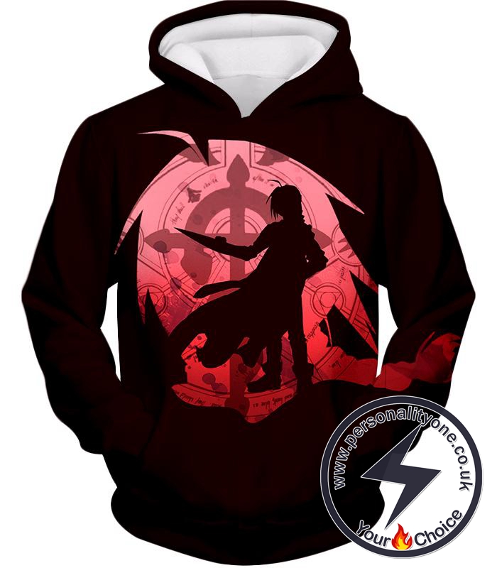 Fullmetal Alchemist Amazing Fullmetal Alchemist Anime Edward Elrich Promo Maroon Hoodie