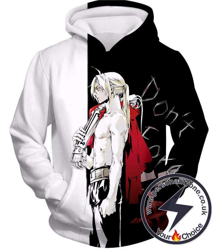 Fullmetal Alchemist Cool Alchemist Edward Elrich Amazing Black and White Anime Hoodie