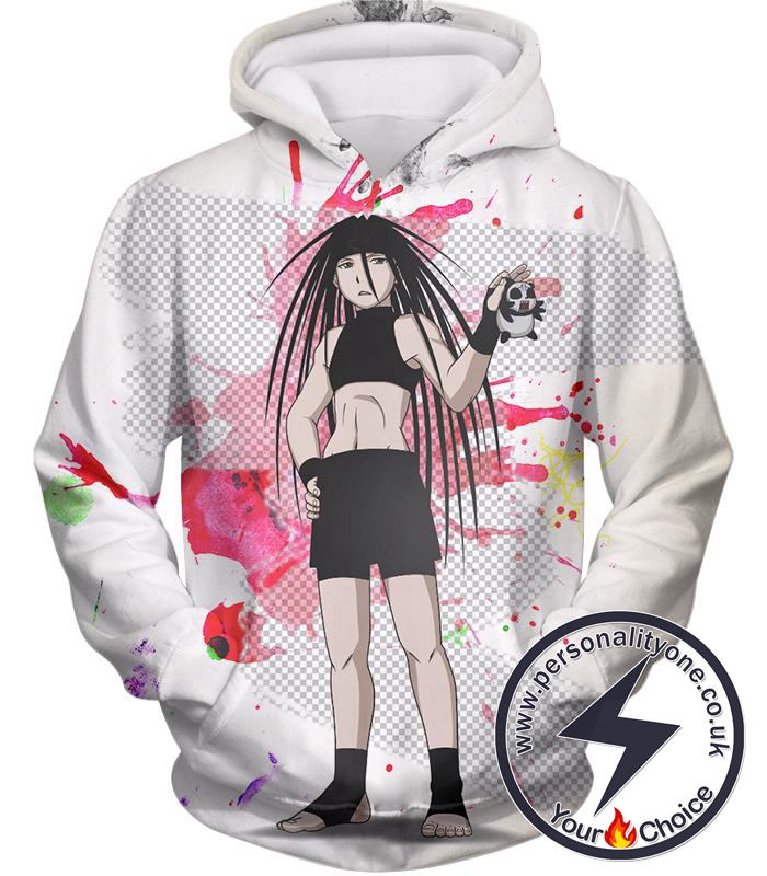 Fullmetal Alchemist Cool Long Haired Homunculi Envy Amazing Anime Promo White Hoodie