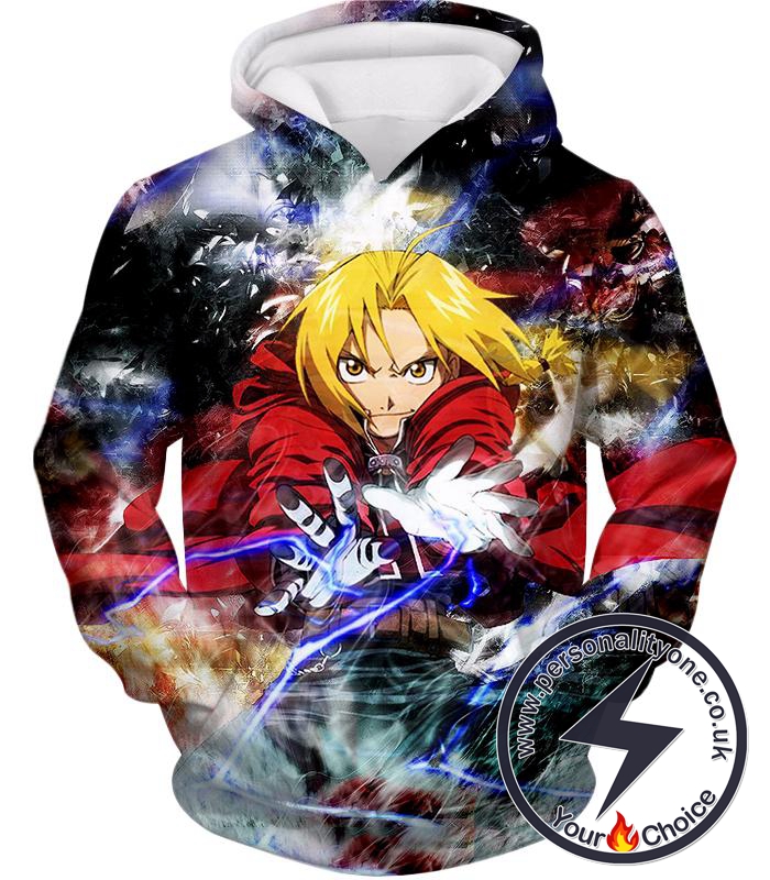 Fullmetal Alchemist Edward Elrich Amazing Alchemy Action Pose Cool Anime Hoodie