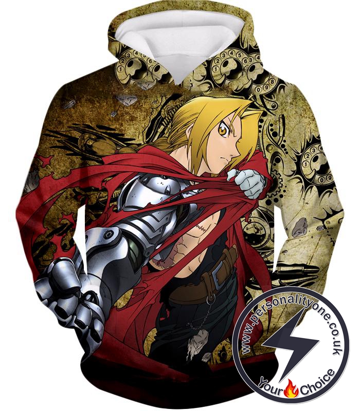 Fullmetal Alchemist Powerful Alchemist Edward Elrich Featuring Automail Right Hand Cool Action Hoodie