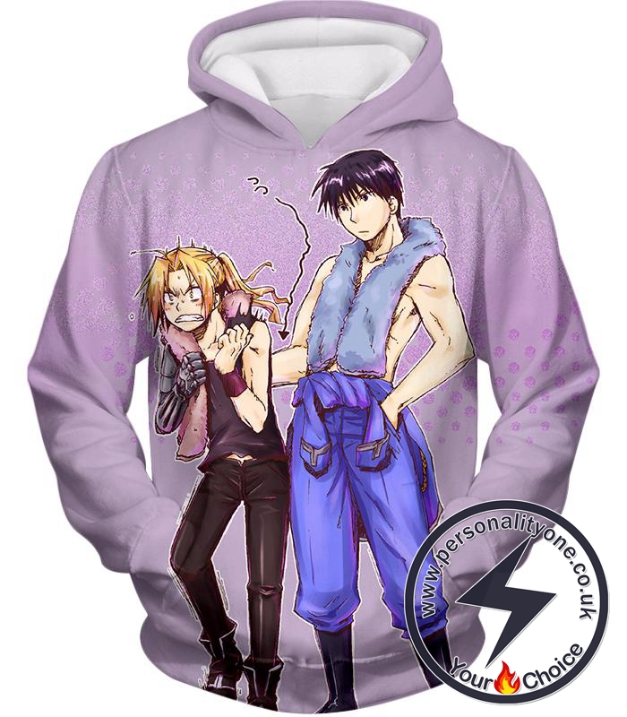 Fullmetal Alchemist State Alchemist Friends Commander Roy Mustang x Edward Elrich Cool White Hoodie